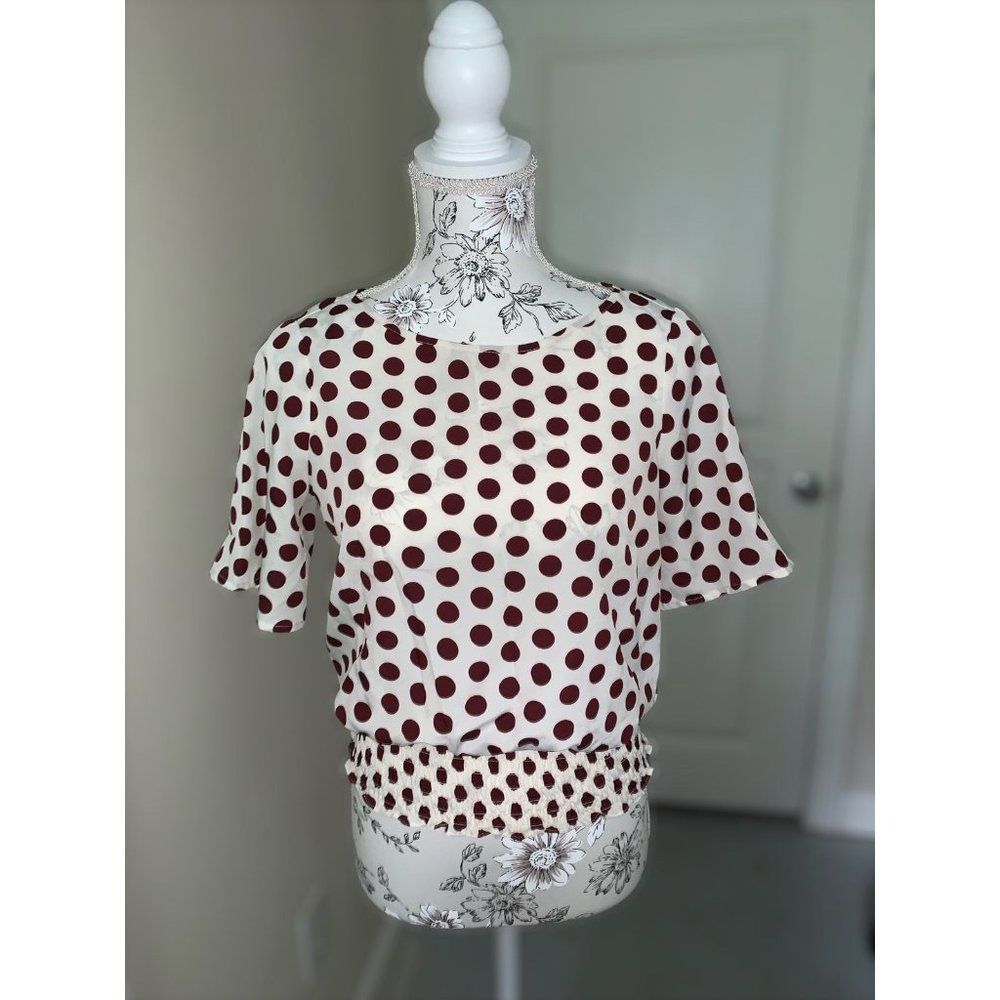 Michael Kors red and white polka dot blouse